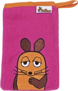 Playshoes Frottee-Waschhandschuh DIE MAUS 15x20cm, in pink