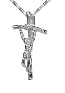 Kreuzkette 925 Sterlingsilber Silber-kreuz Jesus Christus Kruzifix für Damen und Herren als Kettenanhänger mit Schmuck-Etui und Halskette