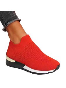 Abtel Damenmode Sandalen Sommer Casual Sneakers Laufschuhe Atmungsaktiv,Farbe:Rot,Größe:43