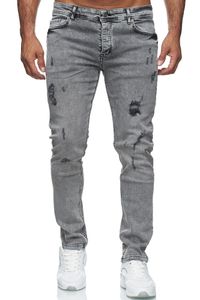 Reslad Jeans Herren Destroyed Look Slim Fit Denim Stretch Jeans-Hose Grau (2090) W38 / L32