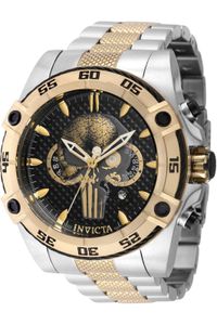 Invicta Marvel - Punisher 41245 Herren armbanduhr - Quarzuhrwerk - Edelstahl mit schwarzen zifferblat - 52mm