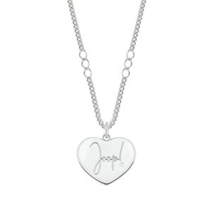 JOOP! Damen Halskette mit Herz Anhänger in Sterling Silber 925 silberfarben und Zirkonia - 2028351