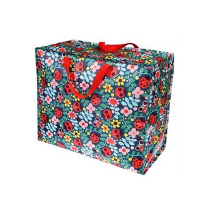 Rex London - XXL Riesentasche, Aufbewahrungstasche mit Reißverschluss - Ladybird / Marienkäfer, Blumen