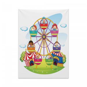 Abakuhaus Riesenrad Wandteppich, Kinder Spaß Zeit aus Weiches Mikrofaser Stoff Kein Verblassen Klare Farben Waschbar, 110 x 150 cm, Mehrfarbig