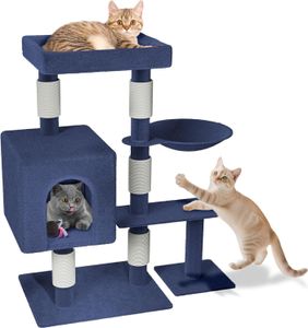 JOIEYOU Kratzbaum Groß Katzenkratzbaum 49 x 41 x 93 cm XXL Katzenbaum mit Sisal-Säulen & Katzenhöhle, Anti-Rutsch Blau Aktivitätskratzbäume für Mehr Katzen, K1276