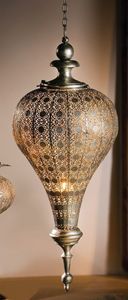 Hänge-Windlicht "Fata Morgana" groß, mit Glaseinsatz, antiker Silberton
