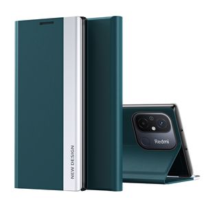 Redmi 12C Hülle, Leder PU Magnetisch Klapp Stand Schutzhülle für Xiaomi Redmi 12C Grün