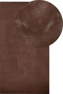 BELIANI Teppich Braun Kaninchenfell-Imitat 80 x 150 cm Weicher Zotteliger Hochflorteppich Modern Wohnzimmer Schlafzimmer Flur Diele