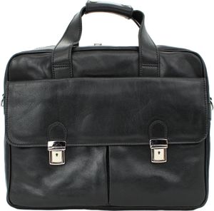 bupell Aktentasche/Laptoptasche Clemente  aus pflanzlich gegerbtem Leder - Handgefertigt in Italien - Bürotasche Lehrertasche  Nero (Schwarz)