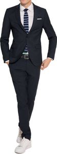 WhiteBros - Slim Fit - Herren Anzug in Schwarz oder Blau, Luigi A/Elio (142000), Farbe:Blau(10), Größe:38