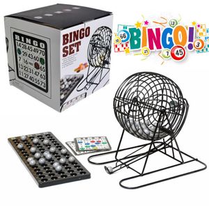 Decopatent Bingo-Spiel - Bingo-Mühle - Bingo-Bälle - Bingo-Karten - Chips - Spielbrett - Bingo-Mühle - Metall - Lotto-Kinderspiel