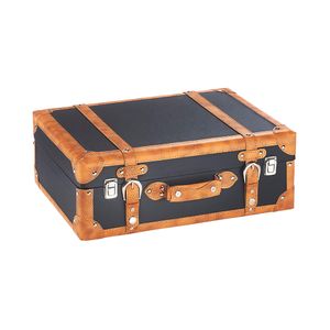 Kobolo dekorativní kufr kufr vintage retro - styl - MDF s koženkovým potahem - hnědý - kovové spony - truhla na poklady Dekorativní kufr