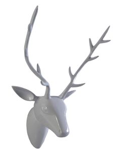 Geweih Hirschkopf 'weiß' (Größe: M) - Wandfigur, Wanddeko, Hirschgeweih, Hirschkopf, Geweih und Skulptur Hirsch Weihnachten