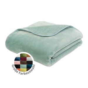 liebling Kuscheldecke Cashmere Feeling 220 x 240 cm, Aqua, Premium Sofa Decke, dicke warme Wohndecke, 500 gr. / m²