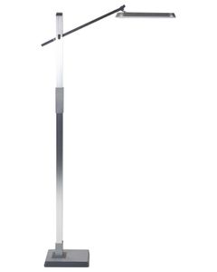 BELIANI LED-Stehlampe Silber Metall und Kunststoff 144 cm Dimmbar CCT Verstellbarer Arm und Schrim Modern Bogenlampe Beleuchtung Heim Büro