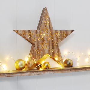 HI Holzstern LED-Dekostern Weihnachtsbeleuchtung 36 x 36 x 6 cm (54847) HI Holzstern LED-Dekostern Weihnachtsbeleuchtung 36 x 36 x 6 cm (54847)
