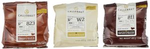 Callebaut, Kuvertüre Callets, Zartbitterschokolade, Milchschokolade und weiße Schokolade(3x1200g)