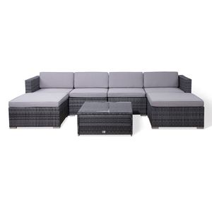 SVITA LUGANO Polyrattan Lounge Gartenmöbel Set Gartenlounge Gartensofa Grau