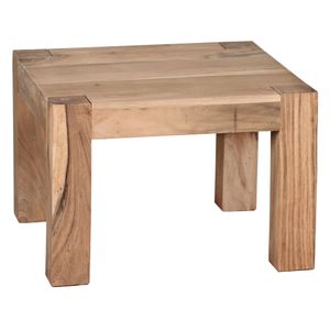 WOHNLING Couchtisch Massiv-Holz Akazie 60 cm breit Wohnzimmer-Tisch Design braun Landhaus-Stil Beistelltisch natur