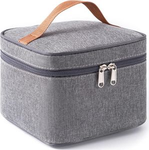 Lunchbag, Lunchtasche klein, faltbare Isoliertasche, Thermotasche mit Folienfutter, Lunchbag für Unterwegs, Arbeit, Schule, Ausflug, Essenstransport (Grau, 3,5L)