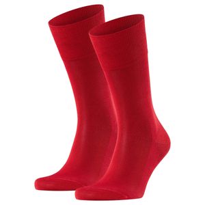 FALKE Herren Socken 2er Pack - Tiago, Strümpfe, Baumwolle, Logo, lang, einfarbig Rot 45-46