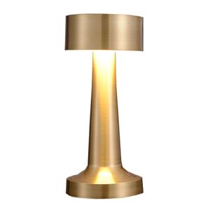 Tragbare Kabellose Schreibtischlampe,LED Tischleuchte Hell,1200mAh Dimmbare Lampe 3 Helligkeitsstufen Metalllicht Tischlampe（Gold）