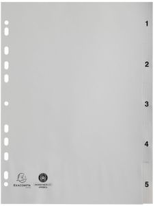 Exacompta Ordnerregister Vollformat 1-5 grau 5-teilig, 1 Satz