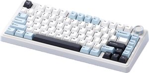 80 klávesov trojrežimovej mechanickej hernej klávesnice s možnosťou výmeny za prevádzky RGB BT/2.4G/Type-C s káblovým 75% rozložením - modré spínače Ice Vein