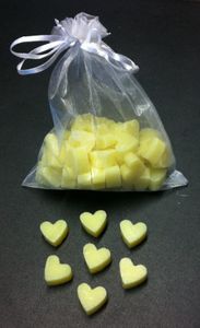 Florex Schafmilchseife mini mini Herz 50 Stück Grapefruit Seife im Organzasäckchen Gastgeschenk Mitgebsel Taufe Hochzeit
