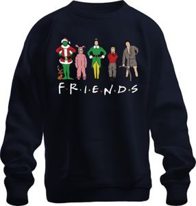 Friends Christmas Movies Cartoon - Christmas Xmas Uni vianočný sveter, Navy, XXL