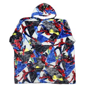 Marvel Spiderman Herren Kuschelponcho Kuscheldecke mit Ärmeln Kapuze Tasche