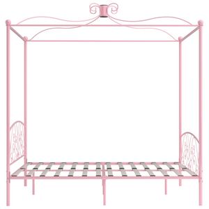 [SALE] Zeitgenössisch Himmelbett-Gestell Rosa Metall 160 x 200 cm | Bett Klassische Betten Puristischer Stil