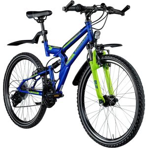 Zündapp Blue 3.0 Mountainbike Fully 26 Zoll Fahrrad Jugendfahrrad 160 - 180 cm mit Schutzblech MTB 21 Gang