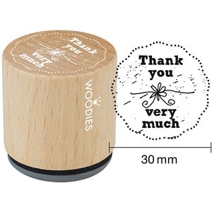 Holzstempel, D: 30 mm, H 35 mm, Thank you very much, 1Stck