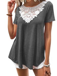Damen Blusen T-Shirt Sommer Shirts Tee Lose Tops Elegant Lässig Oberteile Tshirts Grau,Größe L