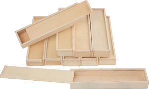 10 Holzboxen mit Schiebedeckel, ca. 20x5x2,5cm, VBS XXL