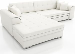Couchgarnitur SARRA Weiss mit Schlaffunktion Ottomane Links