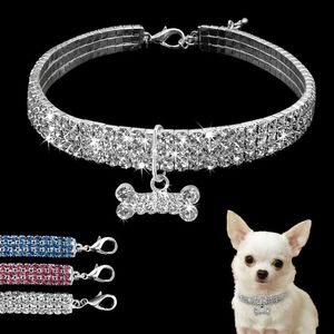 Kristall Hundehalsband Halsband Diamant Welpen Halskette Haustiere Hunde Zubehör, Länge: 25cm, verlängerte Kette: 5cm,Weiß