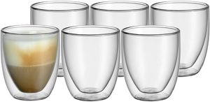 CYE Kult doppelwandige Cappuccino Gläser Set 6-teilig, doppelwandige Gläser 250ml, Schwebeeffekt, Thermogläser, hitzebeständiges Teeglas, Kaffeeglas