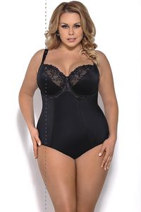 Gorsenia K356 Gala Body Dame Maxi Shapewear Stickerei Soft-Cups regulierbar EU, Schwarz, 85H