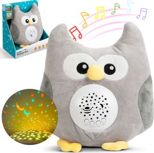 Eulen-Sternenhimmel-Projektor mit Musik und weißem Rauschen auf Batterien – LED-Projektorlampe Baby und Kinder – Kinderlampe – Projektor-Nachtlicht – Musik-Nachtlicht – Sternenprojektor für Kinderzimmer