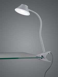 LED Klemmleuchte Grau, Schreibtischlampe zum klemmen, Leselampe Höhe 26cm