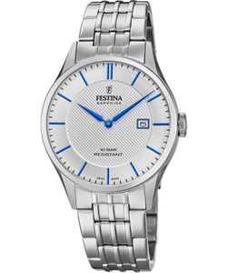 Festina Pánské hodinky Swiss Made F20005/2 Nerezový řemínek Hodinky stříbrné UF20005/2