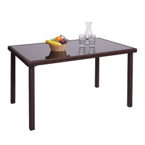 Poly ratanový stôl HWC-G19, záhradný stôl Balkónový stôl, 120x75cm ~ hnedý