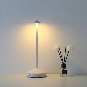 Kabellose Dimmbare LED Tischleuchte, Wiederaufladbar 2000 mAh Schreibtischlampe für Restaurants Bars Schlafzimmer Weiß