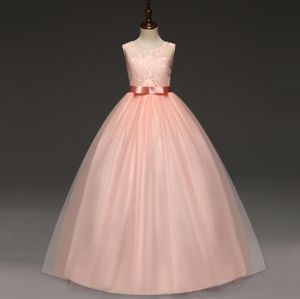 Kinder Spitzenhochzeitsabendkleid Partykleid Blumenmädchen Tüll Prinzessin Kleid Größe:140 Rosa