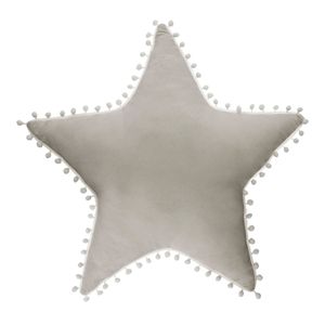 Atmosphera Kinder-Kissen Stern mit Pompons grau 50 x 50 cm