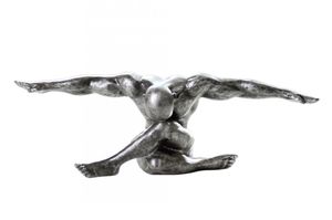 Grosse repräsentative Figur, Athlet Skulptur als Kunstobjekt, Modell „ CLIFFHANGER „ silberfarbenes finish,  Größe 33 x 12 x 11 cm, tolle Geschenkidee