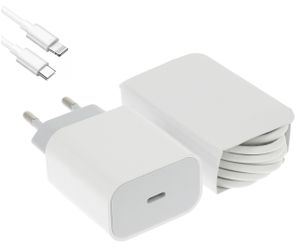 Emiro Schnell-Ladegerät 25W für Apple IPhone 12 + 1m Typ-C / Lighnting Kabel 3A Netzteil 3000mAh weiß Typ-C Adapter Quick-Charge Travel-Charger + Emiro Pad