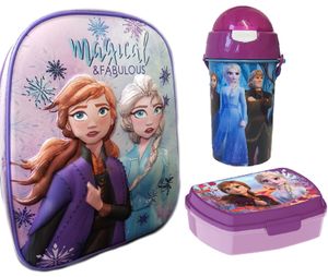 Disney Frozen 3D Rucksack Eiskönigin SET mit Flasche und Lunchbox